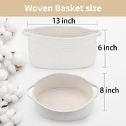 Happyiren Medium Woven Cotton Rope Basket, Empty DIY Gift Basket for Burr | Great for Baby Shower, Birthday & Decor, Cute Decorative Storage Organizer, 13" x 8" x 6"