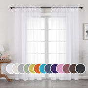 OWENIE White Sheer Curtains 84 inches Long 2 Panels Set for Living Room | Sheer White Curtain for Bedroom, Rod Pocket Light Filtering Sheer Panel Drapes, 2pcs, Each 42" Width x 84" Long