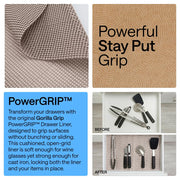 GORILLA GRIP powerGRIP Drawer Shelf and Cabinet Liner, 12"x10', Beige | Thick Strong Hold, Non-Adhesive, Protect Kitchen Cabinets and Cupboard, Bathroom Drawers, Easy Install Mat