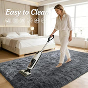 OLANLY Area Rugs for Living Room Bedroom, Machine Washable 4x5.9 ft Soft Fluffy Shaggy Bedside Rug, Indoor Floor Carpet for Kids Girls and Boys, Dorms, Nursery Rooms, Home Decor Aesthetic, Grey