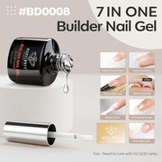 modelones Builder Nail Gel, 7-in-One Clear Builder for Nails, LED Cured | Color Rubber Base Gel Polish Coat Strengthener Thickening Extension Rhinestone Glue in a Bottle for DIY Home Salon