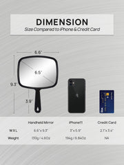 OMIRO 9.3" L x 6.6" W Hand Mirror, Square Black Handheld Mirror with Handle | Salon Mirror Hand Held, Hangable, Travel Mirror for Men Women, Distortion-Free Reflection, for Shaving and Makeup
