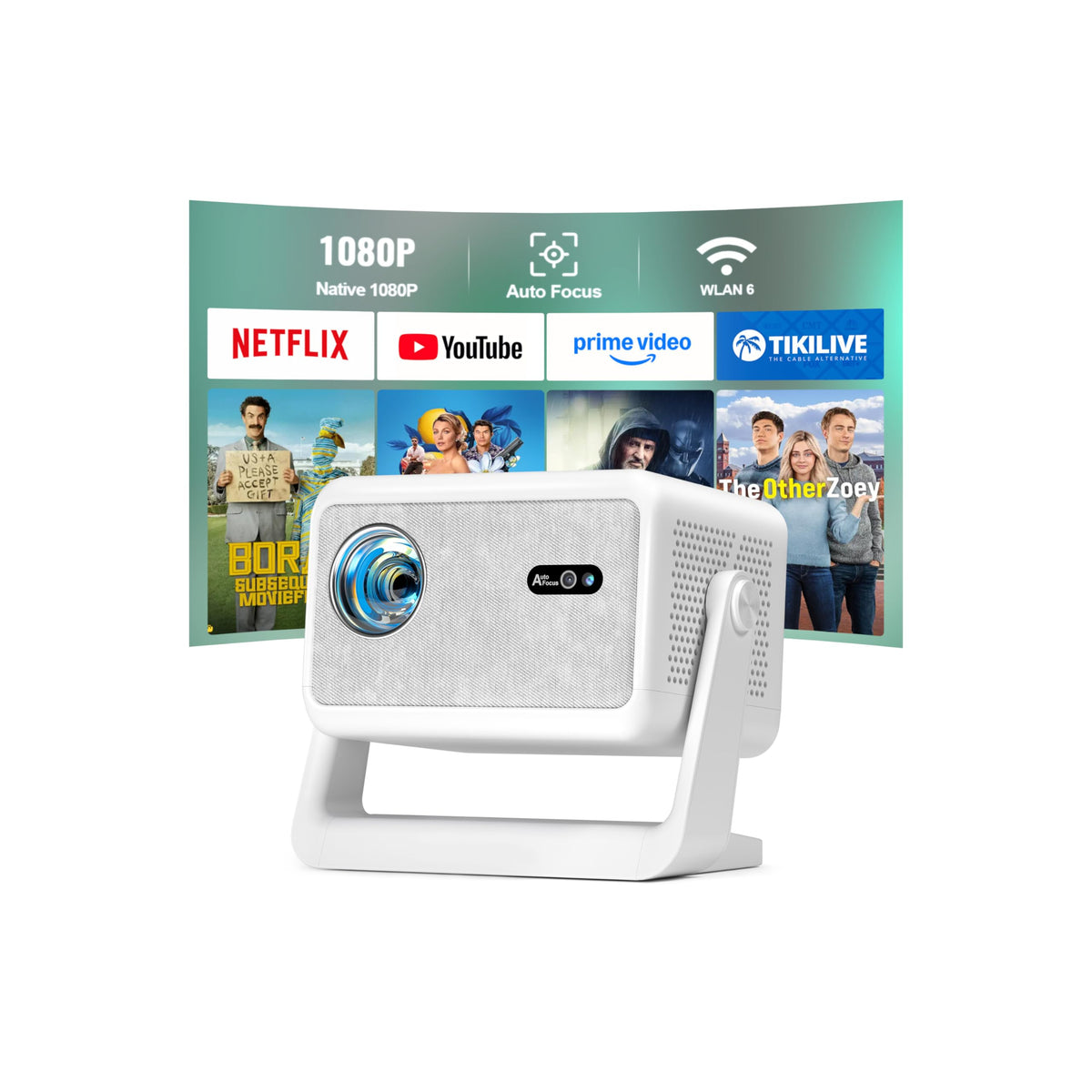 4000ANSI 4K Mini Projector with WiFi and Bluetooth, Auto Focus