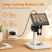 Elikliv Microscope, Digital Coin Microscope 1000x with Lights, EDM4, 4.3'' | 8 Adjustable LED Lighting, 720P LCD Microscope, Built-in Rechargeable Battery, Take Photos/Videos, Windows/MacBook Compatible