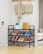 Kitsure Shoe Rack for Closet, Shoe Storage, 27.6" Wide - 3 Tiers, Black | Shoe Organizer for Closet, Entryway, Living Room, Space-Saving Shelf, Sturdy Zapateras Slots