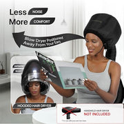Hooded Hair Dryer Attachment w/A Headband Integrated That Reduces Heat Around Ears & Neck - Hair Dryer Hooded Diffuser Cap for Curly, Speeds Up Drying Time, Deep Conditioning At Home - Portable, Large
