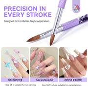 SAVILAND Kolinsky Acrylic Nail Brush Size 6,10,14 with Brush Cleaner Purple | Professional Nail Brushes, Cleaner Manicure Tool, Acrylic Brush Acrylic Powder, Nails Extension 3D Carving for Nail Art DIY
