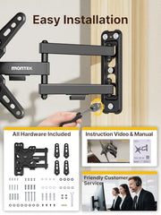 monTEK Full Motion Small TV Wall Mount for 13-43 Inch TVs up to 44 lb | ±90° Swivel, +5°/-15° Tilt, Landscape/Portrait Rotation, Extends 14.6 in, 4X Load Tested, VESA 200x200 mm, Single-Stud Mount