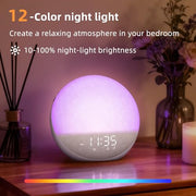 Odokee Sunrise Alarm Clock White Noise Machine: Natural Wake Up Light | Dimmable Clock with Bluetooth Speaker for Bedroom - 25 Sleep Sounds for Baby Adults Kids Putty