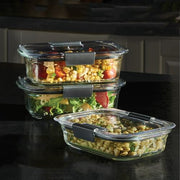 Rubbermaid Brilliance Glass Food Storage Containers, Assorted Sizes, Set of 9, BPA-Free, Leak-Proof, Clear