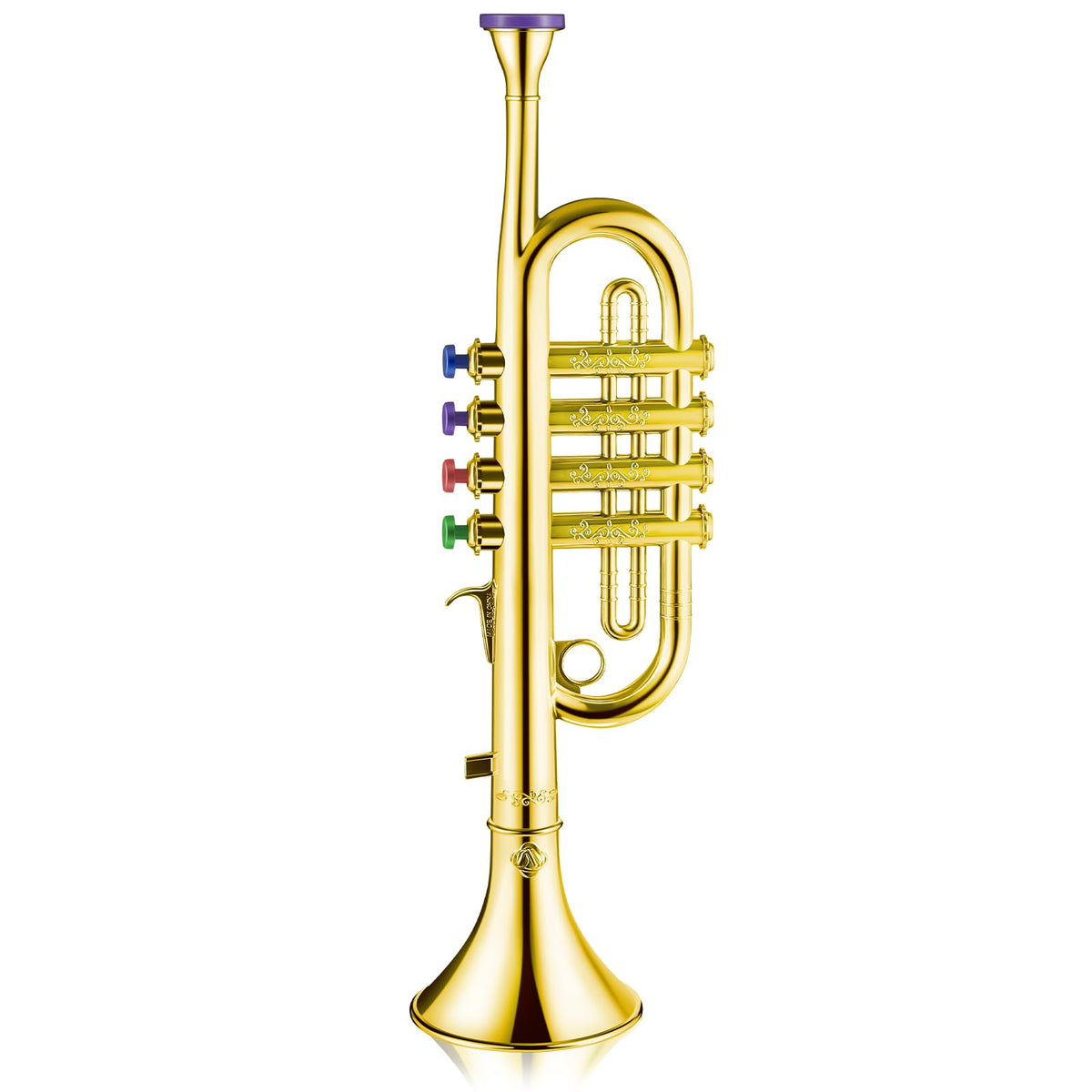 Lewtemi Gold Trumpet Musical Instruments Toy for Kid Fake Plastic | Musical Toy for Girls Preschool Learning, Fake Wind Horn Colorful Keys, Beginner Saxophone Trombone Bugle Teaching Gift