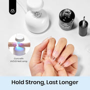 Beetles Gel Polish 9 in 1 Gel Nail Glue for Clear Acrylic Nail Tips | 2Pcs 15ml Long Lasting Nail Gel Kit for False Nails Tips, Base Blooming Nail Gel, U V Light Required, Gift for Women