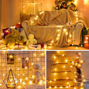 Minetom 50 LED Star String Lights, 17ft Fairy Lights Battery Operated | Star Lights with Timer, Waterproof for Indoor Outdoor Bedroom Tent Loft Bed Patio Party Wedding Christmas Decor, Warm White