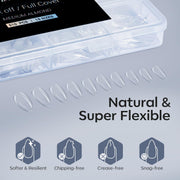 Modelones Almond Nail Tips 510pcs Medium Clear Soft Fake Press On Nails Tip | Pre Etched Half Matte Full Cover Clear Acrylic Gel False Press on Extension