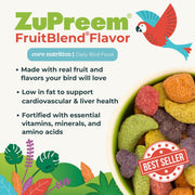 ZuPreem FruitBlend Macaw & Cockatoo Food, Uniform Bird Food, L, 3.5 lb | Bird Food Pellets, Real Fruit, Fruit Blend, Macaw Food, Cockatoo, Bird Pellets, Quakers, Parrot, Medium Birds, Made in USA