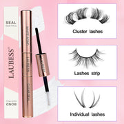 Lash Bond and Seal Lash Glue Waterproof LAUBESS 2-IN-1 Cluster Lash Glue for Eyelash Clusters 72H 10ml (White/Clear)