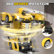 Britik Transform Remote Control Car Toys for Boys 4-6, Drift RC Car Yellow | Transform Cars, Gift for Boy Ages 4-12 Years Old, One-Button Transforming, 360° Rotation, 2.4GHZ 1:18 Scale, Robot Toy Car