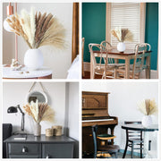 Dried Pampas Grass Decor, 100 Stems Pampas Grass Contains Bunny Tails Dried Flowers, Reed Grass Bouquet for Wedding Boho Flowers Home Table Decor, Rustic Farmhouse Party (17", White and Brown)
