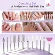 SAVILAND Nail Drill Professional 40000RPM 30S Fast Removal for Acrylic Nail | Low noise running, 4000mAh battery Long-Lasting, Complete drill bit set, Salon&mobile tech use, LCD display, Gradient Purple