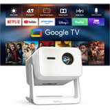 【Google TV & High Brightness】4K Outdoor Projector with WiFi and Bluetooth | VOPLLS Smart Short Throw Movie Gaming Proyector with HDR10/Dual Dolby Audio/ AI Auto Focus for Bedroom Home Theater