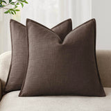 Foindtower Linen Solid Decorative Throw Pillow Covers 20x20 Reddish Brown | Pack of 2 Boho Farmhouse Pillowcase,Accent Neutral Cushion Covers,Morden Home Decor for Chair Couch Sofa Bedroom Living Room