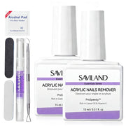 SAVILAND 2 Pcs Gentle Acrylic Nail Remover Kit Set for Acrylic Nails | No soaking, No wrapping, Cuticle Oil & Nail File Tools, Zero Residue, Remove Dip Nails Gel Nail Polish, Home Salon Use