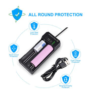 18650 Battery Charger for 3.7V/3.6V Li-ion Batteries 26650 18650 21700 14500 16340(RCR123), Ni-MH/Ni-Cd AA AAA C Batteries-Upgraded