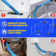 Holikme Dryer Vent Cleaner Kit 2Pack - Lint Vacuum Attachment & Brush | Blue Dryer Vent Vacuum Hose Attachment & Brush Reach Deep Traps - Remove Hidden Lint, Speed Drying & Reduce Fire Risk