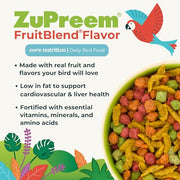 ZuPreem FruitBlend Cockatiel & Conure Food, Uniform Bird Food, M, 2 lb | Bird Food Pellets, Fruit Blend, Cockatiel Food, Conures, Lovebirds, Love Bird Pellets, Cockatiel Pellets, Parrot, Medium Bird