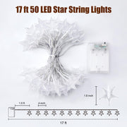 Minetom 50 LED Star String Lights, 17ft Fairy Lights Battery Operated | Star Lights with Timer, Waterproof for Indoor Outdoor Bedroom Tent Loft Bed Patio Party Wedding Christmas Decor, Warm White