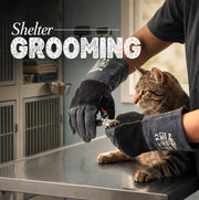 RAPICCA Animal Handling Gloves, Bite Proof Double Leather, 16 in Grey-Black | For Dog, Cat, Bird, Falconry, Snake & Reptile Handling; Vets, Groomers & Animal Control Teams