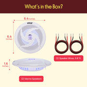 Pyle Marine Speakers - 5.25 Inch 2 Way Waterproof and Weather Resistant Outdoor Audio Stereo Sound System with LED Lights, 180 Watt Power and Low Profile Slim Style - 1 Pair - PLMRS53WL