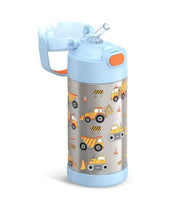 THERMOS FUNTAINER Water Bottle with Straw, 12oz, Construction | Kids Stainless Steel Insulated Water Bottle, Keeps Drinks Cold Longer for School & Play, BPA-Free