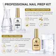 UNA GELLA Nail Dehydrator and Primer Set for Gel Nail Polish Acrylic Nails | HEMA-Free Primer, Acid-Free Formula, Air Dry Prep, Enhance Adhesion, Helps Prevent Lifting,10ml Dehydrator + 10ml Primer Set