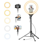 UBeesize 12" LED Ring Light with 62" Tripod Stand, Phone Holder & Remote | Dimmable Selfie Light for Video Recording, Live Streaming, TikTok, YouTube, Makeup, Compatible with iPhone & Android (Black)