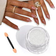 SAVILAND Clear White Pearl Chrome Nail Powder, 1g Large Capacity | Non-Flying Grain-Free Formula, With Applicator, Mica-Based Chrome Powder, Metallic Mirror Unicorn Effect, Home and Salon Use