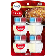 Febreze Plug-In Air Freshener, Odor-Fighting Scented Oil Refill for Home, Bathroom & Kitchen, Holiday Baked Cinnamon Apples Scent, 0.87 oz Refills, 4 Count