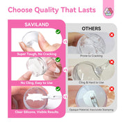 SAVILAND French Tip Tool Silicone Nail Stamper 4PCS | Long & Short Silicone Nail Stamp with Scrapers, Fast Easy French Nails, Nail Stuff for French Manicure Home DIY Salon