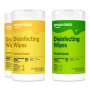 Amazon Basics Disinfecting Wipes, Lemon & Fresh Scent, Sanitizes, Cleans, Disinfects & Deodorizes, 255 Count (3 Packs of 85), Packaging May Vary