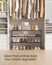 SONGMICS Shoe Rack, 3-Tier Shoe Organizer, Metal Storage Shelf | for Entryway, Upright or Upside Down, for 16-20 Pairs, Stackable, 11.8 x 36.2 x 21.7 Inches, Black ULSA303B02