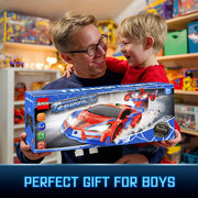 Qumcou Spider-Themed Toys for Boys 3-8,1:16 Transforming Remote Control Car | Easy 2.4GHz Controls, One-Button Transforming RC Cars.Shining Red Blue Light,360° Spins for Indoor Play.Fun Gift for Boys