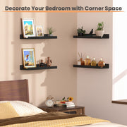 upsimples Floating Shelves for Wall Decor and Storage, Black, 6Pcs 15.7'' | Wall Mounted Wood Shelves for Living Room, Bedroom, Bathroom, Kitchen, Office, Laundry Room Display and Organize