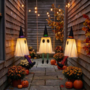 Halloween Swinging Ghost Outdoor Decor, Spooky Hanging Ghosts Decorations | Set of 3, Timer Function, Remote Control, Unique Ghost & Witch Fusion Design, Solid Wood, 29.5Inches Height