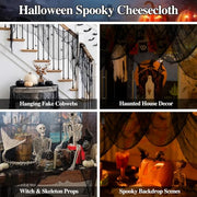 ZeeDix 6 Pack Black Halloween Creepy Cloth 30 × 75 Inch - Halloween Cheesecloth Decoration Spooky Scary Gauze Black Cheese Cloth for Party Supplies Outdoor Yard Home Wall Doorway