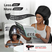 Hooded Hair Dryer Attachment w/A Headband Integrated That Reduces Heat Around Ears & Neck - Hair Dryer Hooded Diffuser Cap for Curly, Speeds Up Drying Time, Deep Conditioning At Home - Portable, Large