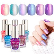 SAVILAND 6Pcs Ombre Nail Polish Set Charm Pink Blue Gold Purple | Quick Dry Pearl Summer Fingernail Polish Colors, Plant-based Castor Oil, Natural Nail Lacquer, Women Gift Home Manicure DIY