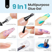 Beetles Gel Polish 9 in 1 Gel Nail Glue for Clear Acrylic Nail Tips | 2Pcs 15ml Long Lasting Nail Gel Kit for False Nails Tips, Base Blooming Nail Gel, U V Light Required, Gift for Women