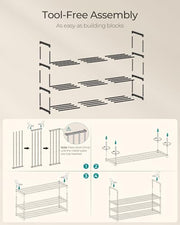 SONGMICS Shoe Rack, 3-Tier Shoe Organizer, Metal Storage Shelf | for Entryway, Upright or Upside Down, for 16-20 Pairs, Stackable, 11.8 x 36.2 x 21.7 Inches, Black ULSA303B02