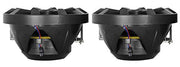 Rockville RKL80MB 8" Black 2-Way Marine Boat LED Speakers Pair | 900W Peak / 200W RMS, 4 Ohm, IP66 Waterproof, Red/Blue Beat-Sync LEDs, 40Hz-20kHz, Includes 16.4 Ft Wire and Grilles