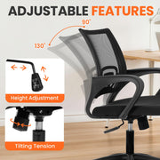 NEO CHAIR Office Computer Chair Ergonomic Mid-Back Mesh Desk Chair, Black | Breathable Mesh Back with Lumbar Support, Height Adjustment, Smooth Rolling Casters for Home Office, Study or Gaming Setup
